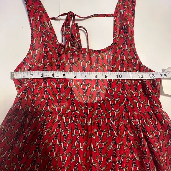 NWT Bongo  Boho Shear Paisley Flowy Tunic backless Red Top Sz. XS - Picture 10 of 11